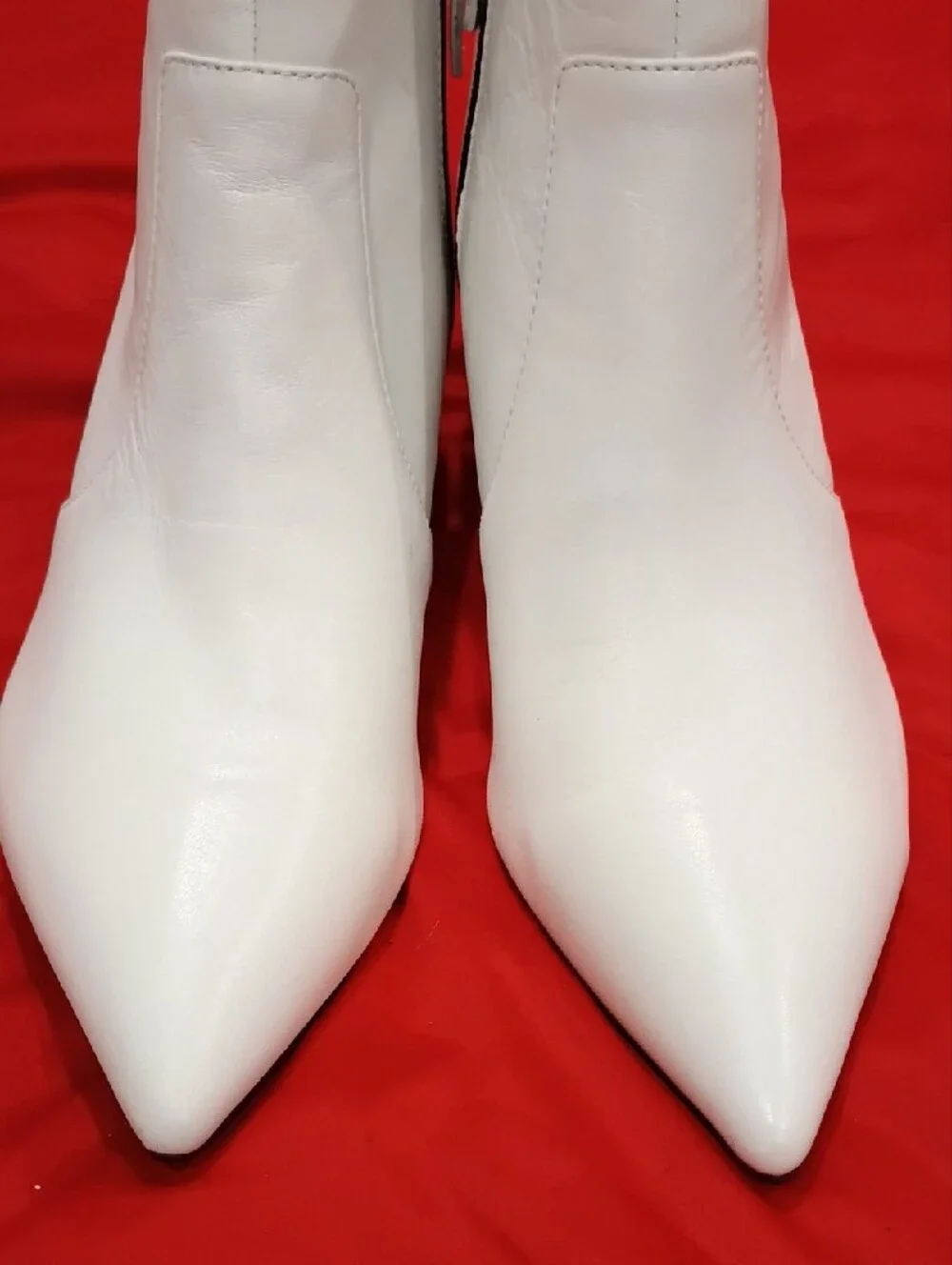 Topshop White Pointed Toe Ankle Booties with Side Zip